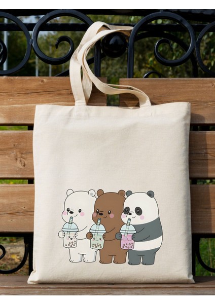 Üç Kafadar Ayıcık Pinterest Bez Çanta Tote Bag