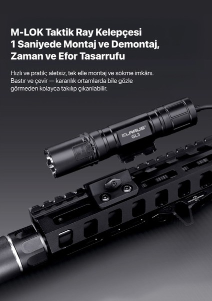 Gl3 Klarus Gl3 Usb-C Şarj Edilebilir LED Taktik Tüfek Feneri indirimleri