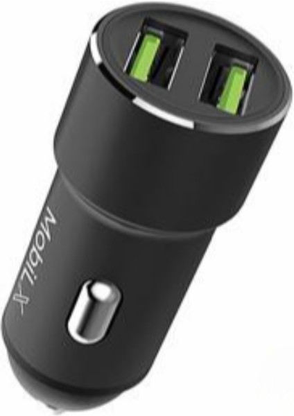 Mobilx Mc-02 2.4A Çift USB Portlu Metal Araç Şarj Cihazı | Type-C ve Lightning Kablo Uyumlu – Siyah fırsatları