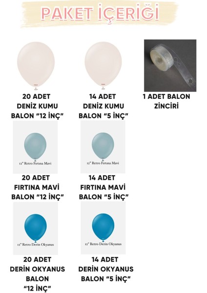 Parti Setim^^ Derin Okyanus* Deniz Kumu* Fırtına Mavisi 100'LÜ Balon Seti fiyatları