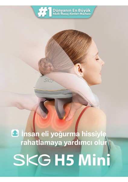 H5 Mini Taşınabilir Omuz ve Boyun Masaj Aleti, 6D Shiatsu Masaj Terapisi, Termoterapi
