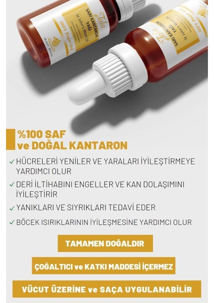 %100 Saf ve Doğal Soğuk Sıkım Sarı Kantaron Yağı - Leke Karşıtı Etkisiyle, 20 ml, Unisex