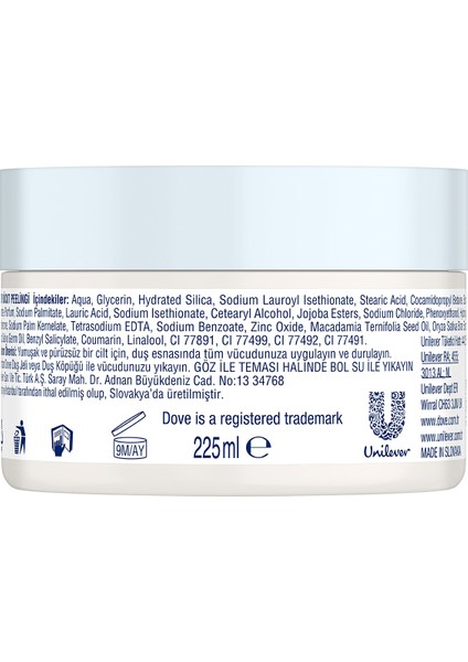 Vücut Peelingi - Macadamia Fındığı ve Pirinç Sütü ile Özellikle Arındırıcı, Nemlendirici ve Besleyici Etki, 225 ml, Unisex