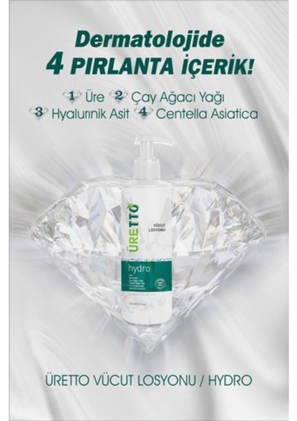Hydro Vücut Losyonu - 200 ml, Üre ve Hyaluronik Asit ile Zenginleştirilmiş Unisex Nemlendirici ve Cilt Yenileyici