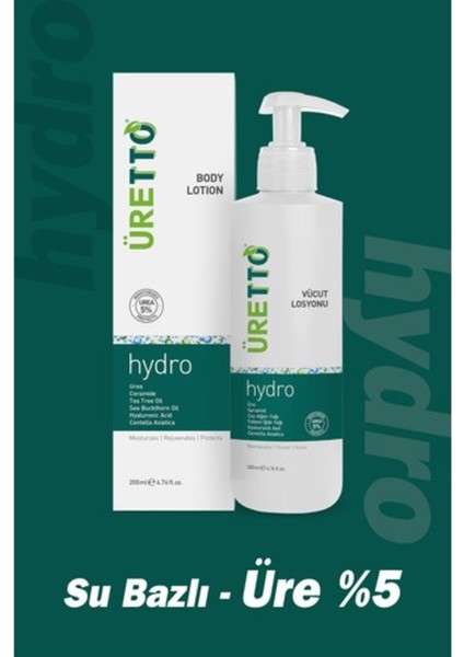 Hydro Vücut Losyonu - 200 ml, Üre ve Hyaluronik Asit ile Zenginleştirilmiş Unisex Nemlendirici ve Cilt Yenileyici