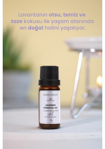 %100 Saf Doğal Lavanta Uçucu Yağı 10 ml Unisex Buhar Distilasyonu ile Yatıştırıcı