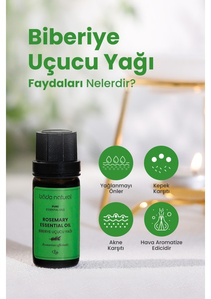 Biberiye Uçucu Yağı 10 ml Unisex %100 Saf Doğal Sıkılaştırıcı Akne Karşıtı