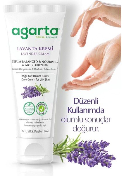 Doğal Lavanta El ve Vücut Bakım Kremi - Besleyici, Nemlendirici ve Sebum Dengeleyici, 75 ml