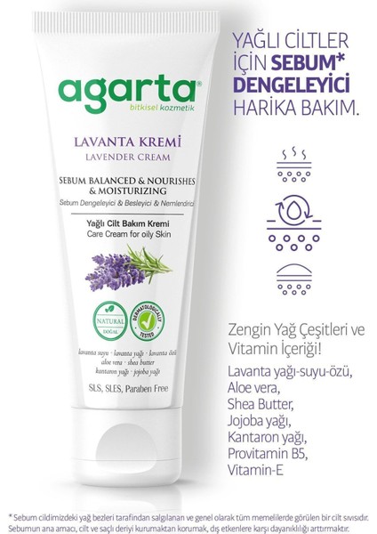 Doğal Lavanta El ve Vücut Bakım Kremi - Besleyici, Nemlendirici ve Sebum Dengeleyici, 75 ml