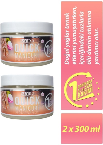 Manikür ve Pedikür Peelingi - Tırnakları Güçlendiren ve Beyazlatan Doğal Yağ, 2 x 300 gr, Unisex, Kolay Uygulama