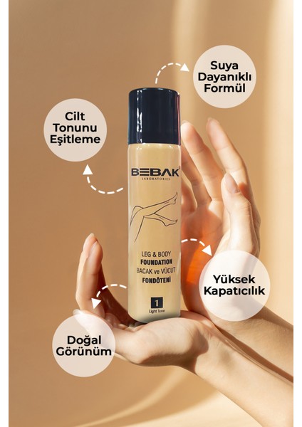 Bacak ve Vücut Fondöteni 75 ml Suya Dayanıklı Açık Ton Kadınlar İçin Doğal Pürüzsüz Görünüm modelleri