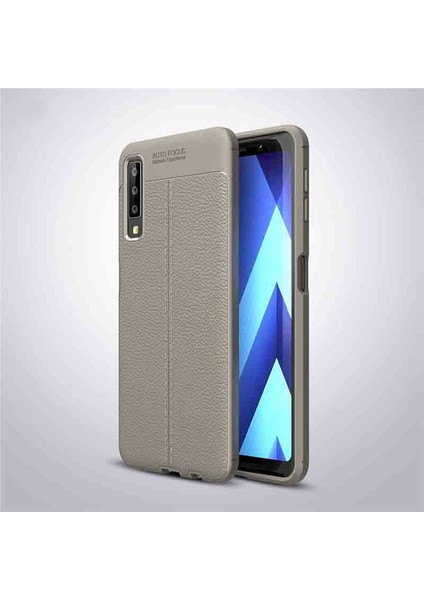 Samsung Galaxy A7 2018 Kılıf Deri Görünümlü Esnek Kırılmaz Şık Lüks Niss Silikon Kapak