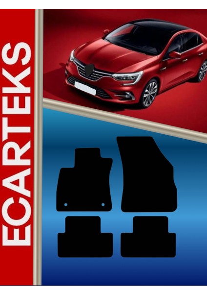 Renault Megane 4 Velur Halı Paspas (Özel Üretim Anti-Slip Kaydırmaz Taban)