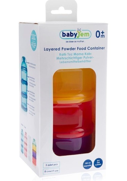 3 Bölmeli Ergonomik Toz Mama Kabı BPA ve Fitalat İçermeyen 0+ Ay Bebek Kullanımına Uygun