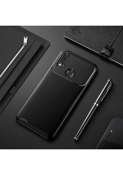 Huawei Honor Play Kılıf Karbon Desneli Iz Yapmaz Slim Ince Esnek Negro Silikon Kapak