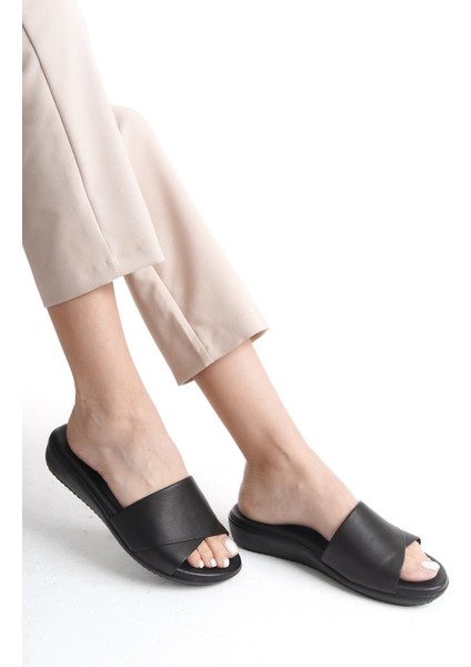 Ortopedik Deri Taban Topuk Dikeni Destekli Günlük Siyah Terlik fiyatları