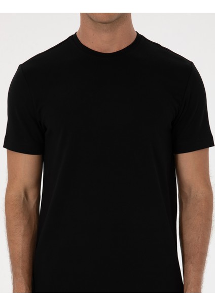 Erkek Siyah Regular Fit Basic Tişört 50318130-VR046