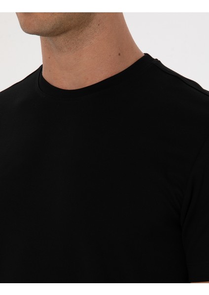 Erkek Siyah Regular Fit Basic Tişört 50318130-VR046