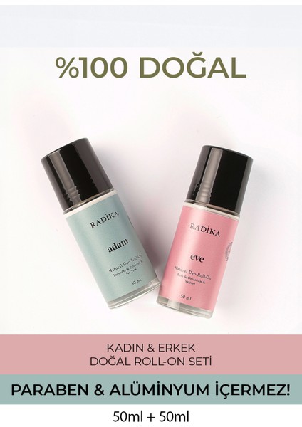 / Doğal Roll On / Kadın ve Erkek Set / Adam & Eve Roll-On / Alüminyum ve Paraben Içermez