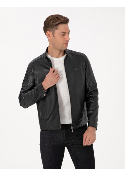 Erkek Siyah Suni Deri Ceket 50318037-001 modelleri