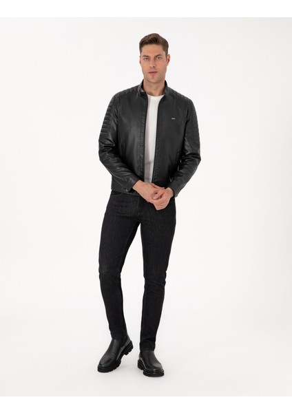 Erkek Siyah Suni Deri Ceket 50318037-001 fırsatları