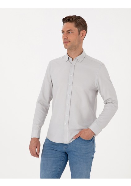Erkek Gri Regular Fit Uzun Kollu Gömlek 50311487-VR024 modelleri