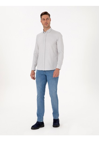 Erkek Gri Regular Fit Uzun Kollu Gömlek 50311487-VR024 fırsatları