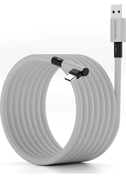 Oculus Quest ile Uyumlu Vr Link Kablosu Yüksek Hızlı Usb-C Pc Bağlantı Kablosu, L Şekilli Konforlu Tasarım, Düşük Gecikmeli Vr Oyun Deneyimi 5 Metre Ex-1 (Usb To Type C)