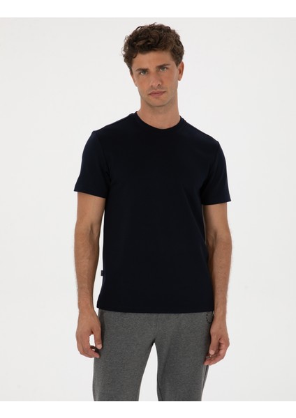 Erkek Lacivert Regular Fit Basic Tişört 50318130-VR033