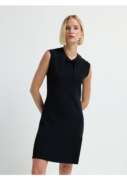 Fiyonk Detaylı Triko Elbise Siyah 12445599000 fırsatları