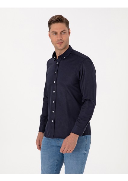 Erkek Lacivert Regular Fit Uzun Kollu Gömlek 50311487-VR033 modelleri