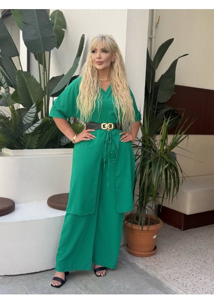 Kadın Büyük Beden Yırtmaçlı V Yaka Detay Dokuma Jessica Takım ( Kemer Dahil Değil ) fiyatları