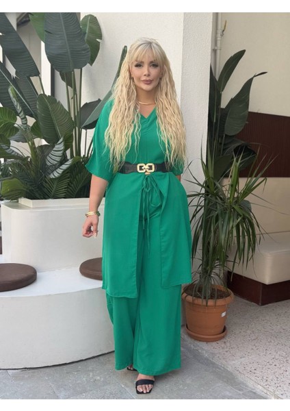 Kadın Büyük Beden Yırtmaçlı V Yaka Detay Dokuma Jessica Takım ( Kemer Dahil Değil ) indirimleri