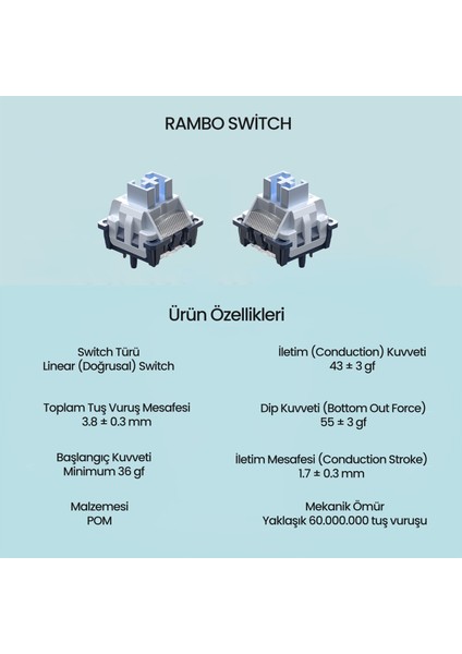 Leobog Rambo Lineer Mekanik Switch 100 Adet fiyatları