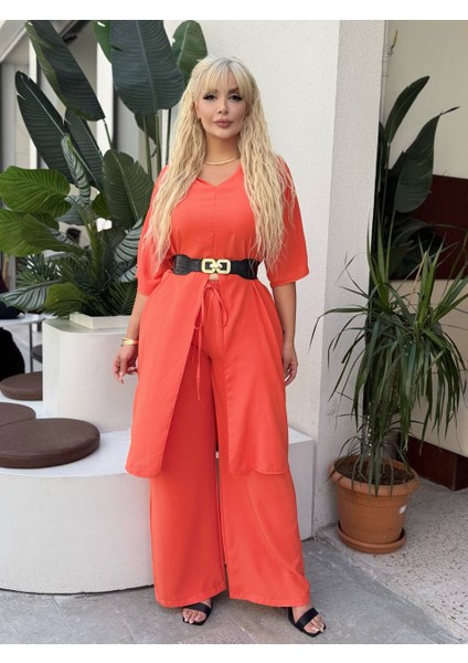 Kadın Büyük Beden Yırtmaçlı V Yaka Detay Dokuma Jessica Takım ( Kemer Dahil Değil ) fiyatları