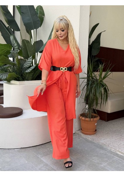 Kadın Büyük Beden Yırtmaçlı V Yaka Detay Dokuma Jessica Takım ( Kemer Dahil Değil ) indirimleri