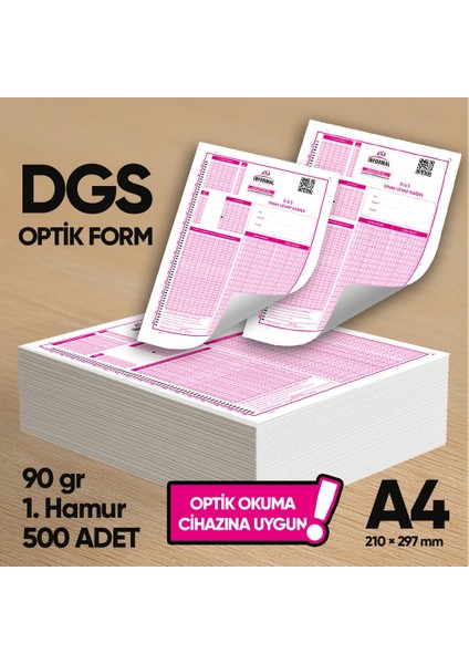 Dgs Deneme Sınavları için 500 Adet (90.gr) Optik Form - Optik Okuma Uyumlu