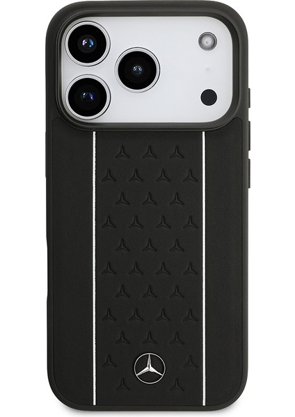 iPhone 17 Pro Kılıf Mercedes Benz Lisanslı M-Safe Uyumlu Şeritli Yıldız Desenli Metal Logolu Siyah fırsatları