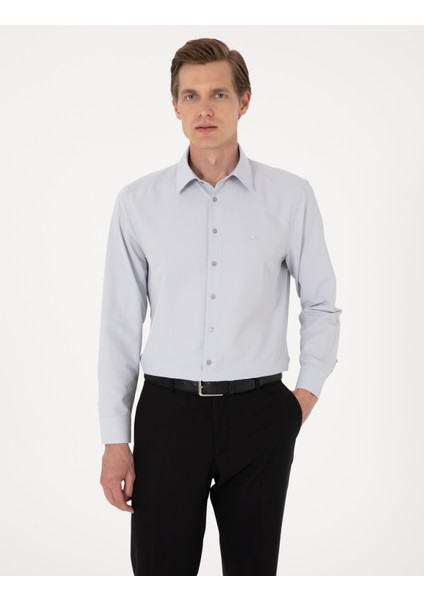 Erkek Açık Gri Regular Fit Uzun Kollu Basic Gömlek 50316742-VR001 modelleri