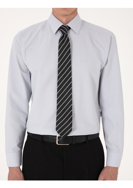 Erkek Açık Gri Regular Fit Uzun Kollu Basic Gömlek 50316742-VR001