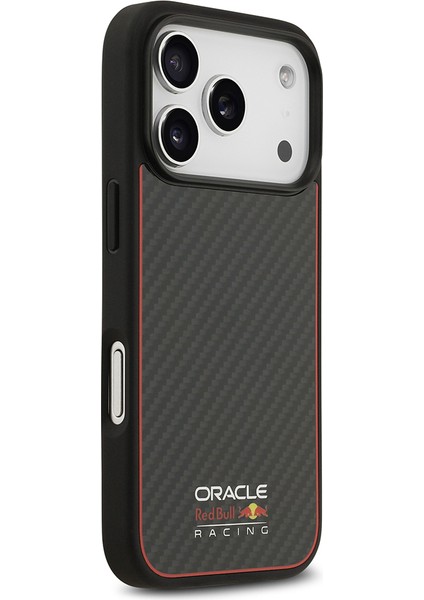 iPhone 17 Pro Uyumlu Kılıf Redbull Lisanslı M-Safe Şarj Özellikli Karbon Fiber Kevlar Kapak Siyah modelleri