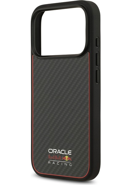 iPhone 17 Pro Uyumlu Kılıf Redbull Lisanslı M-Safe Şarj Özellikli Karbon Fiber Kevlar Kapak Siyah