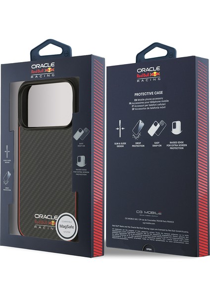 iPhone 17 Pro Uyumlu Kılıf Redbull Lisanslı M-Safe Şarj Özellikli Karbon Fiber Kevlar Kapak Siyah