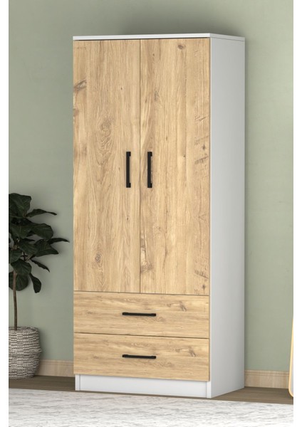 Point 2 Kapaklı 2 Çekmeceli Gardrop Beyaz Çam fiyatları