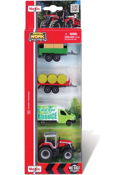 Mini Work Machines 4'lü Set - Massey Ferguson modelleri