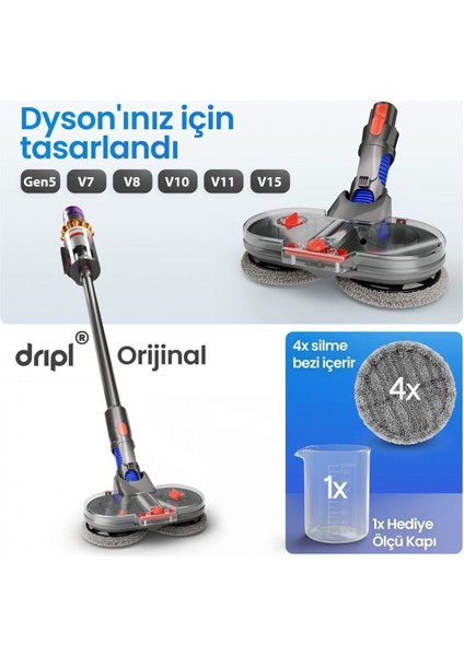 Dyson Uyumlu Paspas Başlığı Su Püskürtmeli Mop Başlık (V7/V8/V10/V11/V15/GEN5) 6 Paspaslı fiyatları