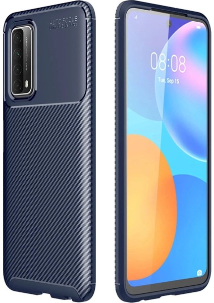 Newface Huawei P Smart 2021 Kılıf Auto Focus Karbon Kapak - Lacivert