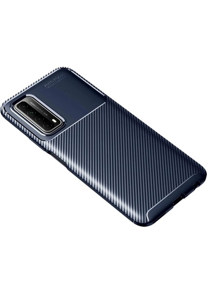 Newface Huawei P Smart 2021 Kılıf Auto Focus Karbon Kapak - Lacivert fiyatları