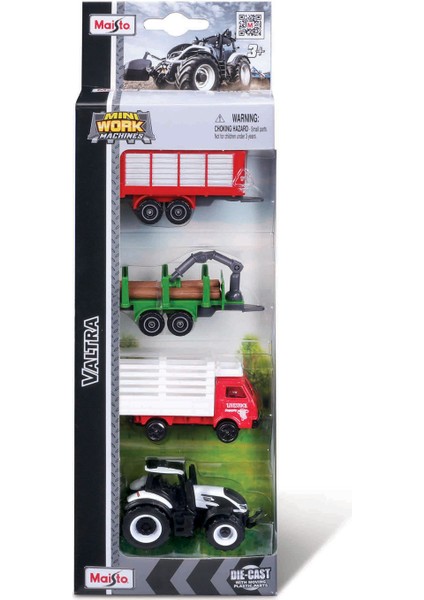 Mini Work Machines 4'lü Set - Valtra modelleri