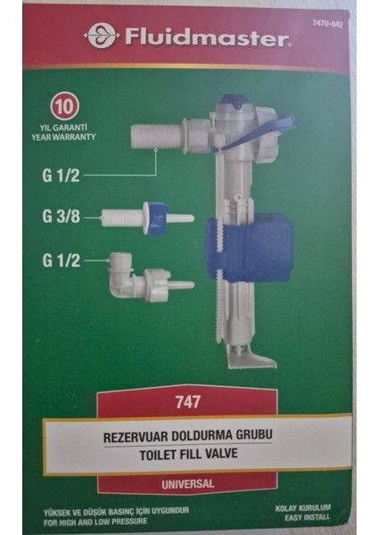 Fulıdmaster Gömme Şamndıra (Vitra, Kale, Serel, Creavit, Bocchi ile Uyumlu Gömme Rezervuar Seti Doldurma Grubu (3/8",1/2",1/2")